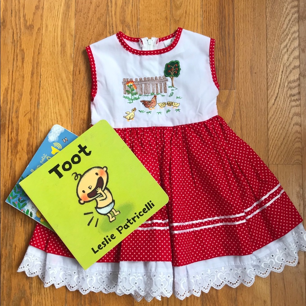 Girls 12 mos Red and White Dress